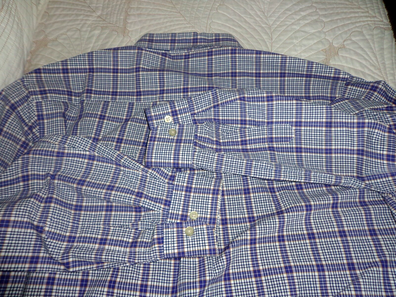 Scott Barber Casual Shirt Mens XL Blue Plaid 100% Cotton Button Down