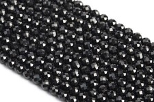 3-4MM Natural Black Spinel Beads Grade AAA Faceted Round Gemstone Loose Beads