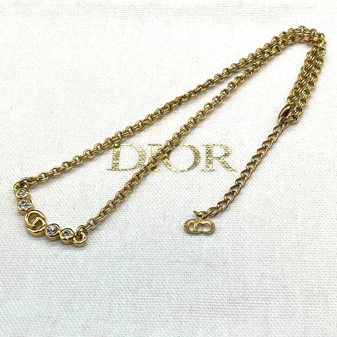 Christian Dior CD logo Necklace Pendant metal Rhinestone Christian Dior CD logo Necklace Pendant metal Rhinestone