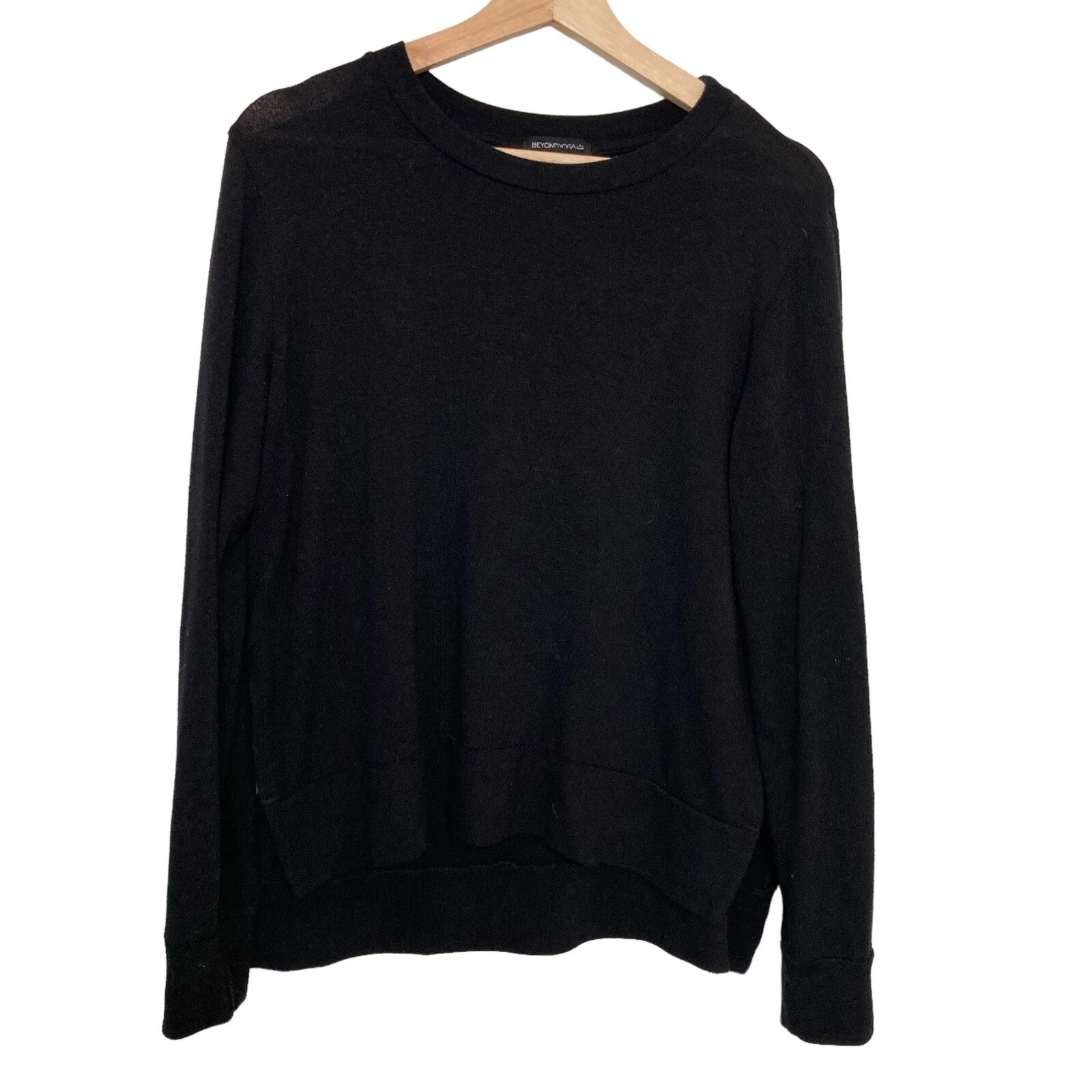beyond-yoga cozy soft fleece side slits crew raglan sweatshirt