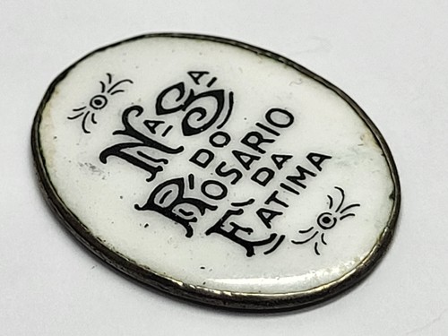 Medalla de Esmalte Vintage NUESTRA DAMA DE FATIMA con Marco de Plata - Imagen 4 de 9