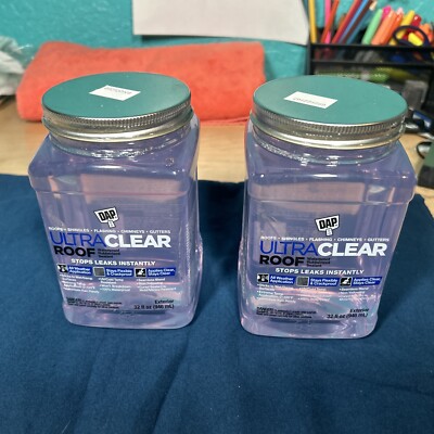 New 2 Pack DAP Ultra Clear Roof Waterproof Rubberized Sealant 32oz each