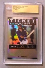 DJ PETERS 2018 Leaf ENCASED Pre-Production PROOF Valiant Prismatic Blue 1/1