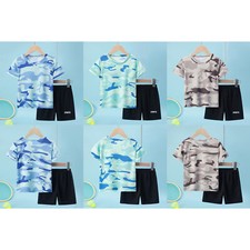 Kids Boys Set Jersey Outfit Uniform Suit With Shorts Summer Sportswear T-shirt