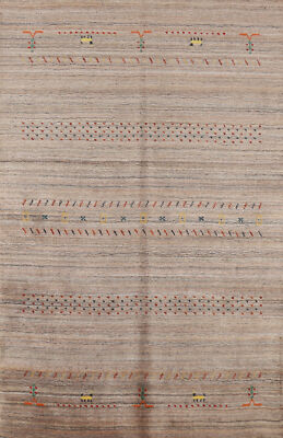 High-quality Brown Hand-woven Wool Rug Durable Gabbeh Rug 4x6 ft