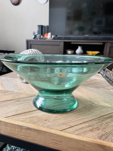 Blenko MCM 11” Glass Footed Bowl RARE Color