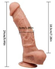 9.4" REALISTIC Dildo Silicone Cock Sex Toy Flesh Suction Cup Masturbation Women