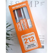 3 x Wisdom 212 Smokers Extra Hard Brown Bristle Toothbrush EXPRESS SHIPPING