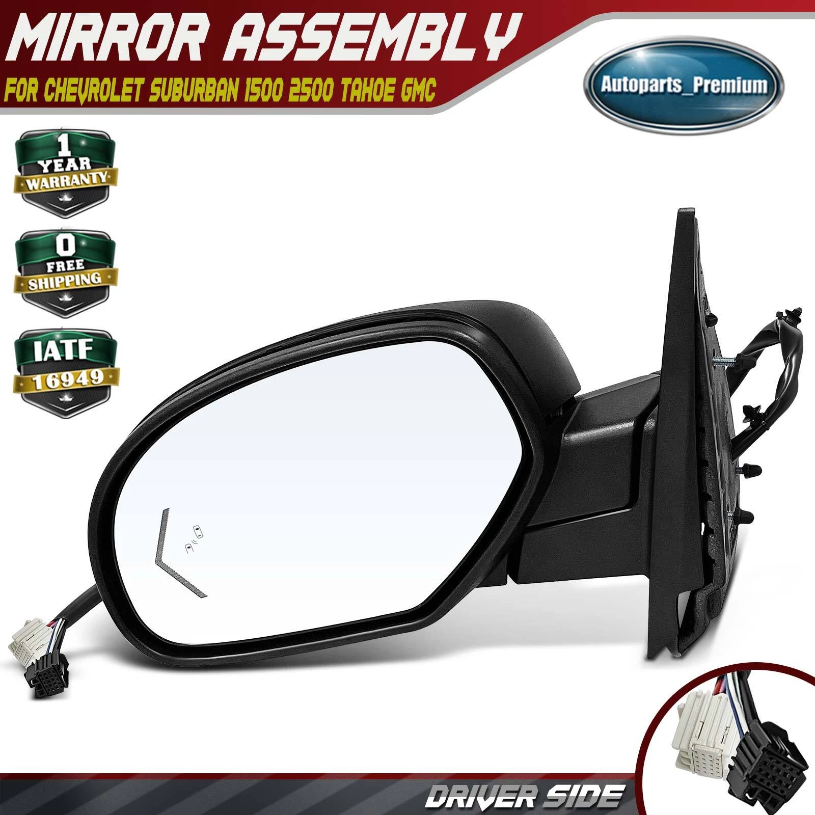 Driver Power Adjust Mirror with Power Fold Blind Spot Signal for Chevy Tahoe GMC