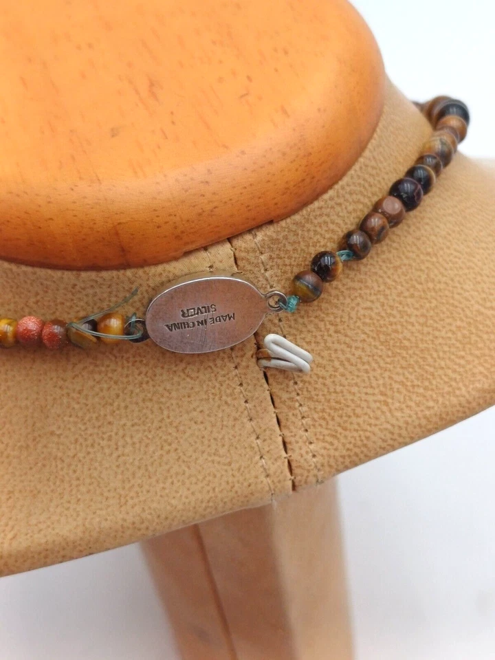 OCCHIO DI TIGRE E RESINA STRIATA - GIROCOLLO VINTAGE - Immagine 4 di 4