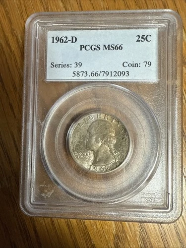 1962-D 25C Washington Quarter PCGS MS66 90% Silver