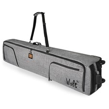 Rolling Ski Bag,Padded Snowboard Bag with Wheels for Air Travel, Fit 190 Grey