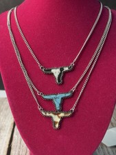 NEW 3 Piece Western Pendant Necklace Set Silver Tone