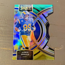 2023 Panini Select #113 Aaron Donald Green Yellow Die Cut Prizm Premier Level