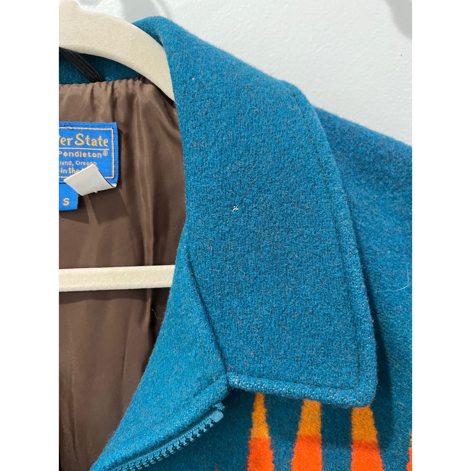 Pendleton Beaver State Jacket Teal Blue Orange Fe… - image 7
