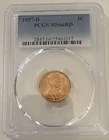 1957-D Lincoln Wheat Cent Penny PCGS MS 66 RD  1017