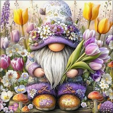 Gnome Diamond Art Kits for Adults, Flowers Diamond Painting Kits for Beginner...