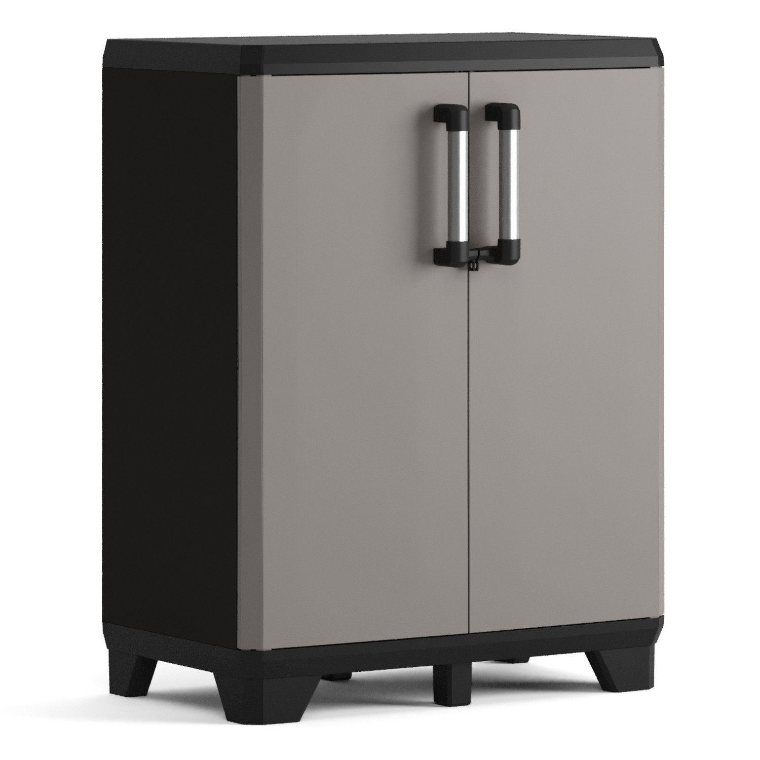 Armoire basse de balcon Keter Pro grise et noire pour ranger vos outils de jardinage