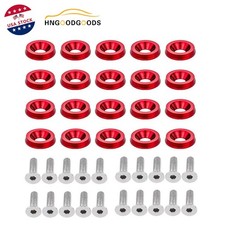 20pcs Car Red Aluminum Bumper Fender Washer Bolt Engine Bay Dress Up Kit M6x20mm
