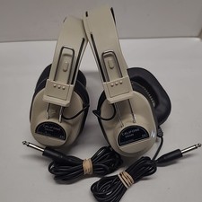 2 Califone 2924AV-CH Mono/ Stereo Audio Headset Bone White Coiled Black Cable