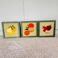 Set of 3 Framed Needlepoint Cross-stitch Fruits