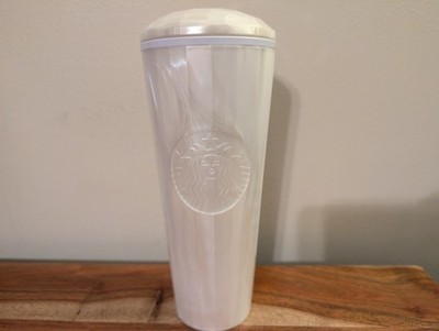 Starbucks Pearl Opalescent White Dome Top Tumbler Venti 24 Oz 2022-No straw