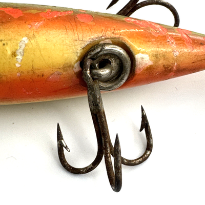 Vintage Pflueger Neverfail 5 Fishing Lure Hook Minnow Wood Glass