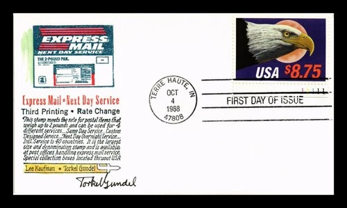 DR JIM STAMPS US COVER EXPRESS MAIL $8.75 EAGLE MOON FDC TORKEL GUNDEL CACHET