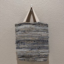 Woven Denim Tote Bag with Gold Accents Large Denim Tote Bag Made In India