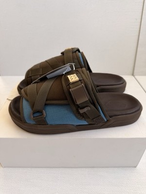 visvim CHRISTO 2-TONE Men's Brown Blue Slide Sandals Size L Brand New