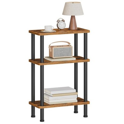 HOOBRO Narrow Side Table, 3-Tier Slim End Table No Tools Needed, Twist-On Assemb