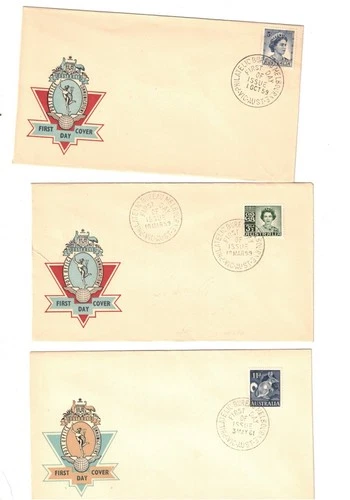 Australia 1959/61 UNADDRESSED OFFICIAL FDCS      (3 covers)  lot 8