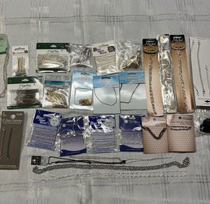 Lot Of Jewelry Making Assortment Of Necklace Chains, Eye pins & More