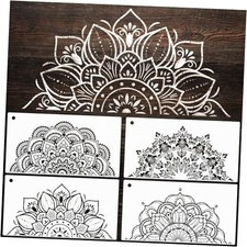 4 Pack Mandala Stencils for Painting - Reusable Large Large Half Mandala