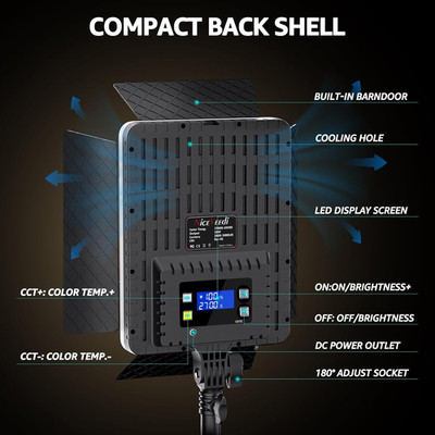 36W Photography Lighting, Bi-Color Studio Light, CRI 95+, Dimmable AC Adapter Po