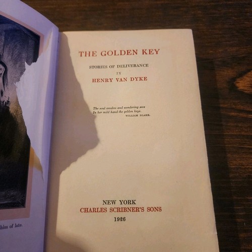 The Golden Key by Henry Van Dyke 1926 Charles Scribner's Sons First Edition HC - Imagen 7 de 12