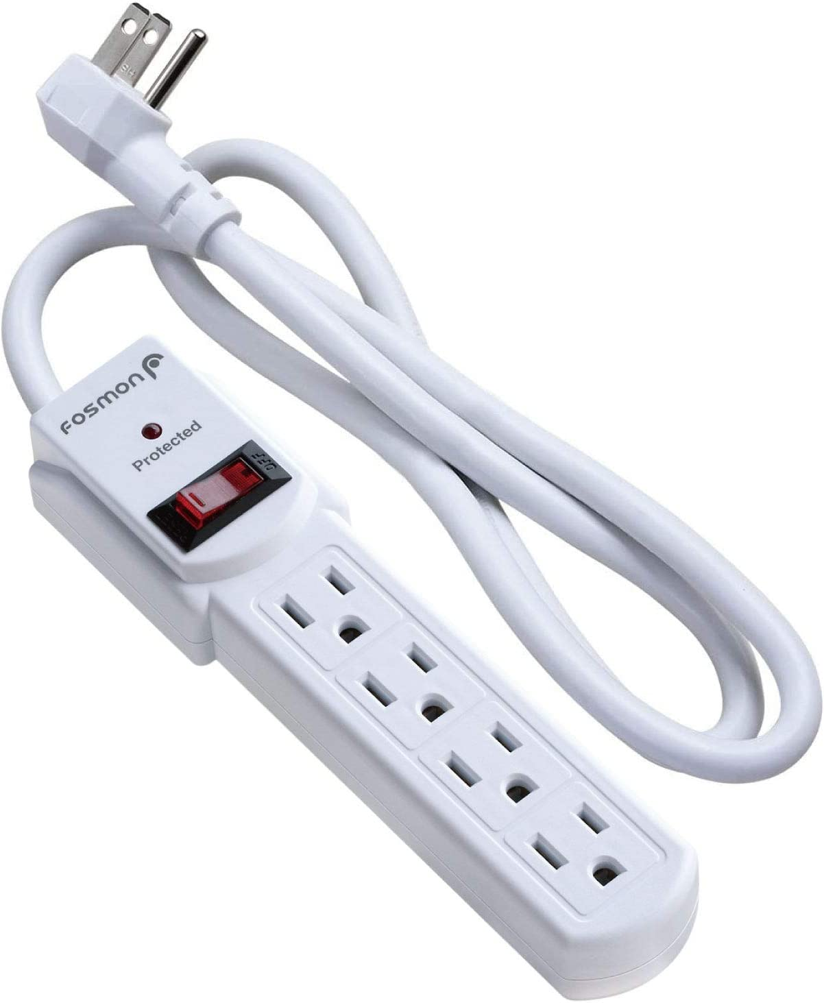4 Outlet Small Surge Protector Power Strip - 3Ft Short Power Strip with Short Ex
