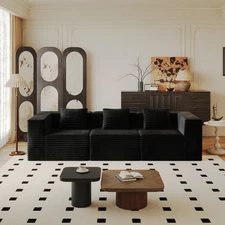 Modular Sectional Couches, Compression Sofa, Boneless Upholstered Couches, Black