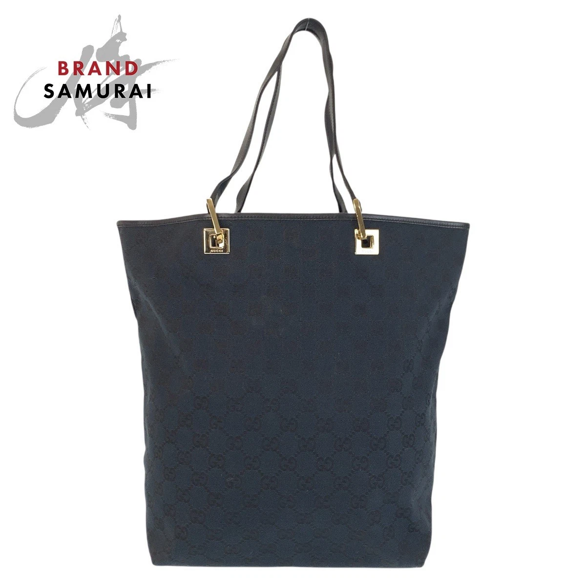 Sac fourre tout Gucci GG toile cuir bandoulière femme noir or quincaillerie 24x30x11cm