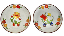 Pair of Vintage MId-Century Modern Interpur Ceramic Child  s Plates, Korea