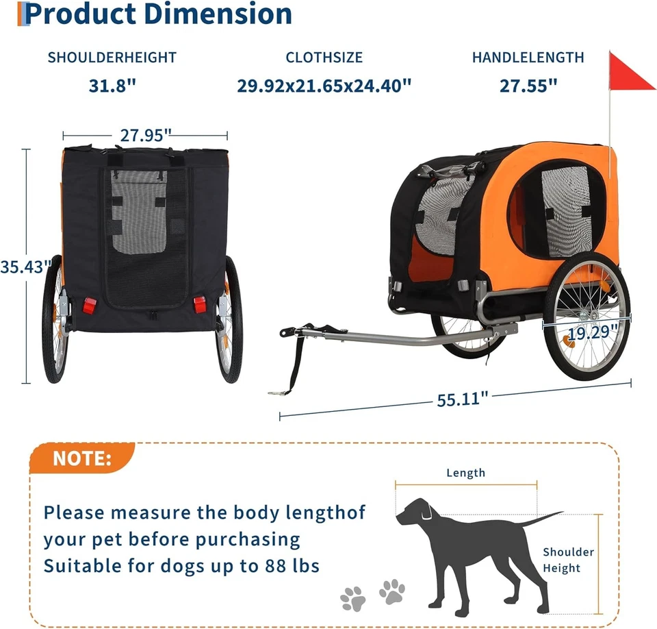 Складная прогулочная коляска для домашних животных велосипед прицеп для перевозки собак кошек велосипед 88 фунтов водонепроницаемая - Изображение 4 из 4