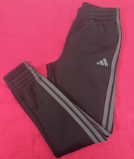 adidas Boys Jogger Pants Fleece Black Elastic Waist Tapered Leg L 14/16 AK11647