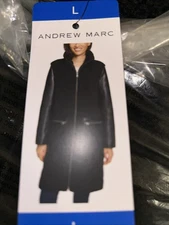 Andrew Marc Women's Tunis Faux Sherpa and Faux Leather Coat Black Large NEW Elma
