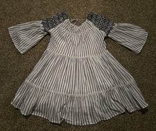 NWT Free People Boho Cotton Lola Embroidered White/ black Mini Dress Sz XS $148