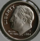 2004 S Silver Proof Roosevelt Dime Ten-Cent Coin 10c from US Mint Proof Set