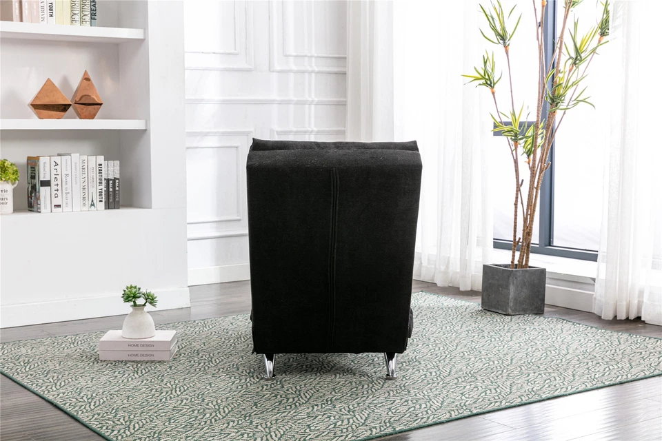 Chaise salón de lino moderno silla reclinable sofá cama dormitorio sala de estar negro Foto 4 de 4