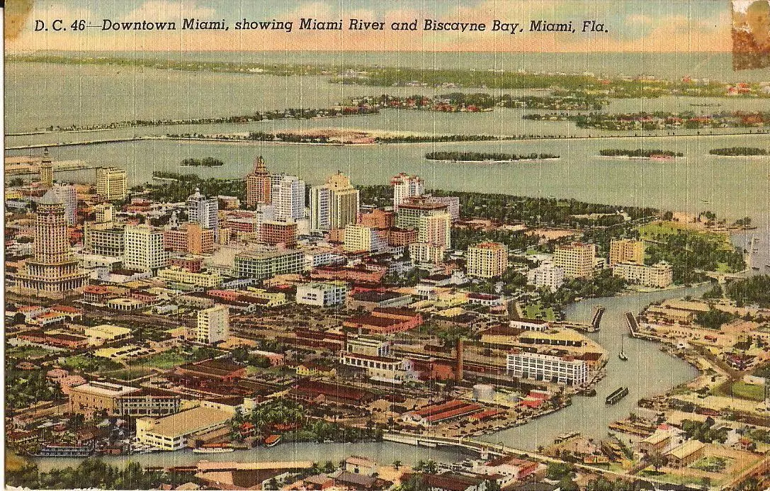 Miami, FLORIDA - Downtown & Biscayne Bay - 1940