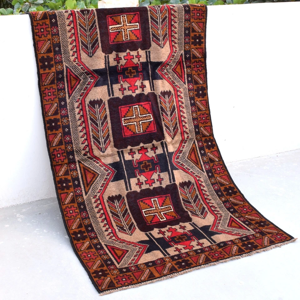 Ковер ручной работы 6x4 коричневый балуче шерстяной килим афганский овощной краситель - Изображение 2 из 4