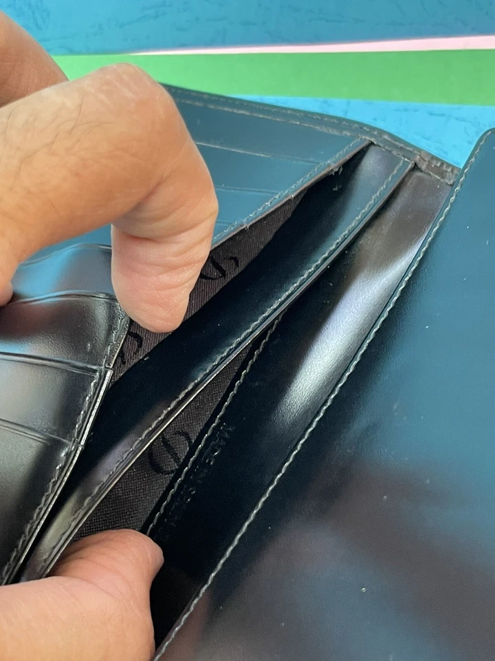 Autêntico perfeito estado S.T. Bolsa carteira Dupont Bifold CARTÕES couro preto unissex R6 - Imagem 4 de 4