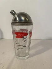 VTG MCM Libbey Barware Coctail Shaker Mixer Recipe Martini Gimlet Negroni Cosmo